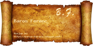 Baros Ferenc névjegykártya
